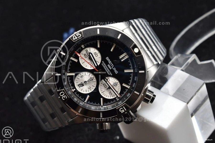 Bracelet SS 44mm Best B01 SS Dial A7750 BLSF Edition Black on 1:1 Chronomat 1123